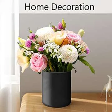 LATCHHOOK Black Kitchen Utensil Holder for Countertop, Matte Ceramic Cooking Utensil Crock for Counter Easy to Clean, Modern Spatula Holder for Farmhouse Décor 4.5×6.4 INCH