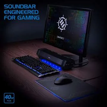 ENHANCE Gaming Sound Bar - 40W LED Speaker for Desktops
