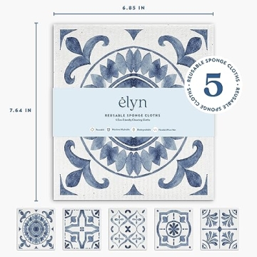 ELYN Swedish Dishcloths, Eco-Friendly & Absorbent 5 Pack