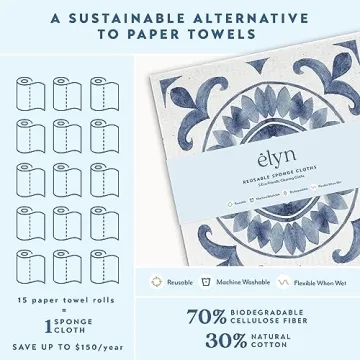 ELYN Swedish Dishcloths, Eco-Friendly & Absorbent 5 Pack