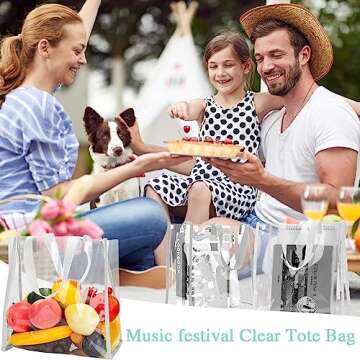 Paterr 20 Pack Plastic Clear Tote Bags 10 x 10 x 4 Inch Stadium Approved Gift Bag with Handles for Women Sports Work Travel(White)