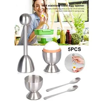 Xicennego Egg Cracker Topper Set of 5 - Stainless Steel Kitchen Essential