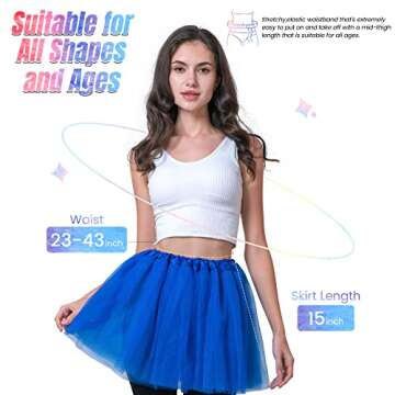 Simplicity Women's Classic Elastic Blue Tutu Women 3 Layered Ballet Tulle Tutu Skirt, Royal Blue