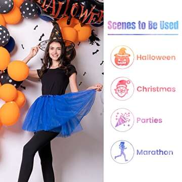 Simplicity Women's Classic Elastic Blue Tutu Women 3 Layered Ballet Tulle Tutu Skirt, Royal Blue