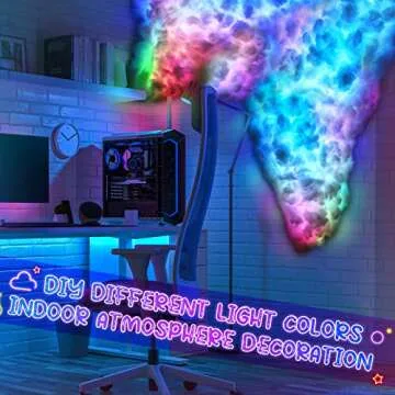 Huquary 3D Thundercloud LED Light Kit Cotton Cloud Music Sync Multicolor Changing Strip Light Atmosphere DIY Creative Thunder Cloud Lamp Wall for Bedroom Ceiling Gaming Room Party