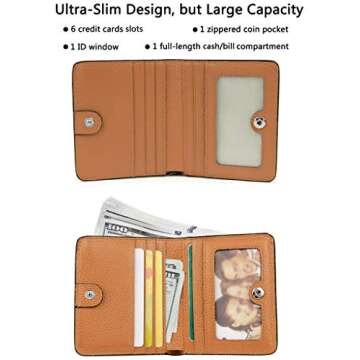 AINIMOER Small Leather Wallet for Women, Ladies Credit Card Holder RFID Blocking Women's Mini Bifold...