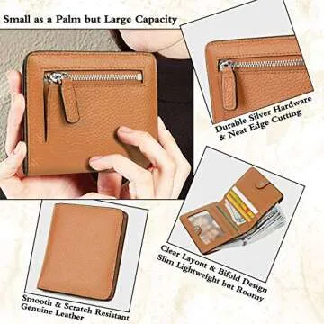 AINIMOER Small Leather Wallet for Women RFID Blocking