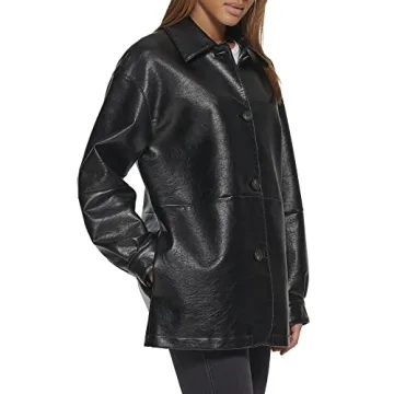Levi's Women's Relaxed Fit Faux Leather Blazer Black