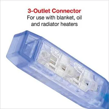 Clear Power 15 ft 3 Outlet Heavy Duty Extreme Cold Weather Engine Block Heater Outdoor Extension Cord 16/3 SJTW, -50°C with Flashing Power Light, Blue, 3 Prong Grounded Plug, DCOC-0098-DC