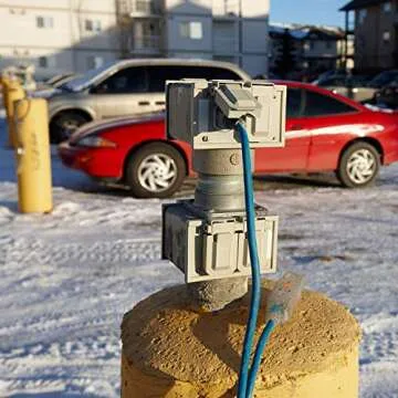 Clear Power 15 ft 3 Outlet Heavy Duty Extreme Cold Weather Engine Block Heater Outdoor Extension Cord 16/3 SJTW, -50°C with Flashing Power Light, Blue, 3 Prong Grounded Plug, DCOC-0098-DC