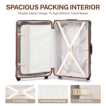 NZBZ Vintage Luggage Sets for Women, PU Leather Retro Suitcase, Vintage Trunk Luggage, Vintage Suitcase Set (Dark Green, 4-Piece-Set(14/20/24/28))