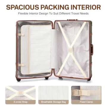 NZBZ Vintage Luggage Sets for Women, PU Leather Retro Suitcase, Vintage Trunk Luggage, Vintage Suitcase Set (Dark Green, 4-Piece-Set(14/20/24/28))