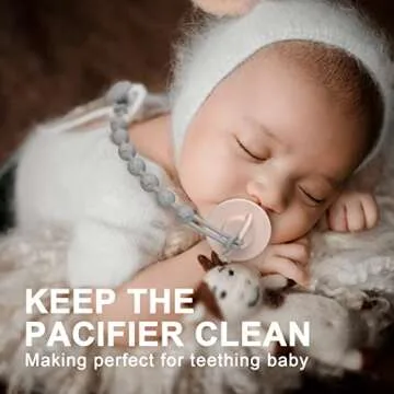 Cuddle Campus Silicone Pacifier Clip Holder with One Piece Design, Pack of 2 Soft Flexible Binky Clips with Texture for Baby Boy and Girl(6m+)