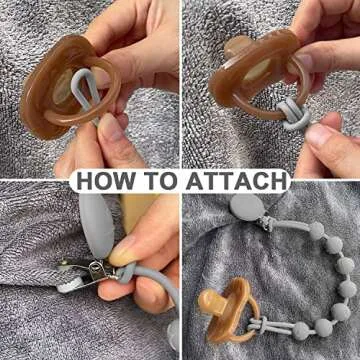 Cuddle Campus Silicone Pacifier Clip Holder with One Piece Design, Pack of 2 Soft Flexible Binky Clips with Texture for Baby Boy and Girl(6m+)