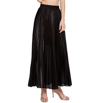 CHARTOU Women's Premium Metallic Shiny Maxi Skirt