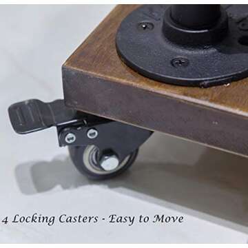 DOFURNILIM Industrial Clothing Rack, Pipe Style Rolling Garment Rack, Heavy Duty Steampunk Clothes Rack, Hall Tree on Wheels with Shelf and Shoes Storage for Home, Retail Store, Rustic Wood