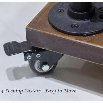 DOFURNILIM Industrial Clothing Rack, Pipe Style Rolling Garment Rack, Heavy Duty Steampunk Clothes Rack, Hall Tree on Wheels with Shelf and Shoes Storage for Home, Retail Store, Rustic Wood