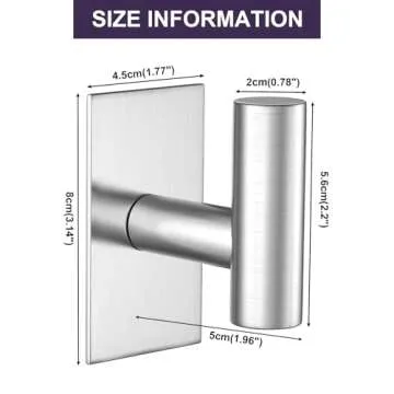 VAEHOLD Wall Towel Hooks, Heavy Duty Sticky Holder Waterproof Towel Hooks for Hanging Coat, Clothes, Closet Hook Wall Mount for Kitchen (Silver, Adhesive 2 Pack)