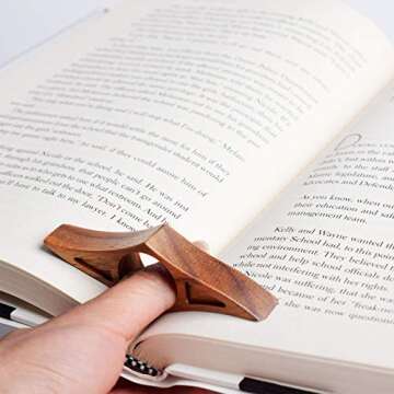 BBook Page Holder Gifts for Men Dad, Handmade Walnut Bookmark for Reading, Book Accessories for Book...