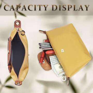 DOMAT Crossbody Bag for Women, Chic Lightweight Purse with Leather Top-handle, Compact Clutch Bag, Shoulder Handbag (Yellow)