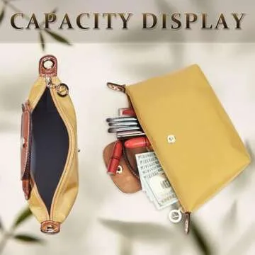 DOMAT Crossbody Bag for Women, Chic Lightweight Purse with Leather Top-handle, Compact Clutch Bag, Shoulder Handbag (Yellow)