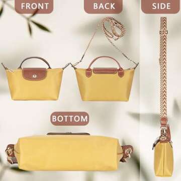 DOMAT Crossbody Bag for Women, Chic Lightweight Purse with Leather Top-handle, Compact Clutch Bag, Shoulder Handbag (Yellow)