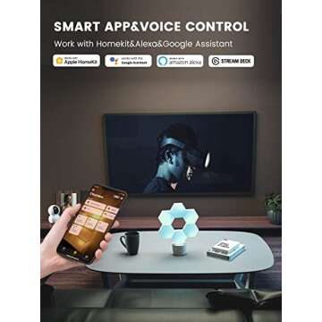 Cololight RGB Light for Gaming PC Setup, USB-Power Gaming Lights, Sync Music Hexagon Wall Lights with 70 Effects, Desk Gaming Accessories, Compatible with Alexa&Google,HomeKit,7Pcs Plus