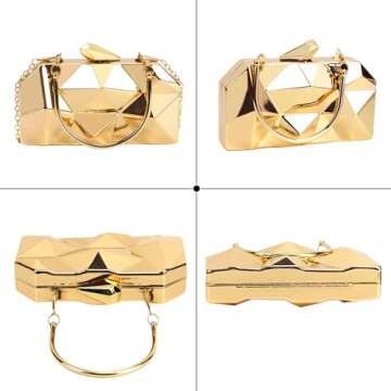 Reberomantic Women Lattice Metal Clutch for Evening Wear