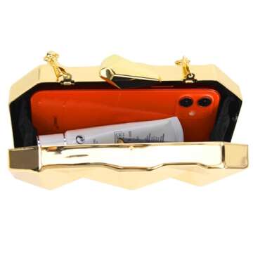 Reberomantic Women Lattice Metal Clutch for Evening Wear