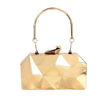 Reberomantic Women Lattice Metal Clutch for Evening Wear