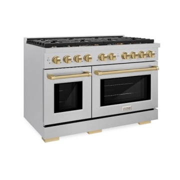 ZLINE 48 in Dual Fuel Range with 8 Burners in Satin Steel