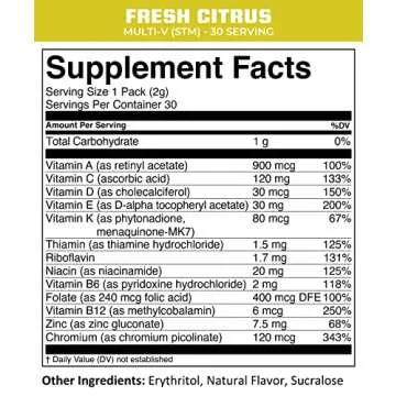 MTN OPS Multi-V, Daily Multivitamin for Women & Men with Immune Support, Safe for Kids, Gluten Free STM Packs, Variety of Flavors, 30 Servings