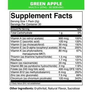 MTN OPS Multi-V, Daily Multivitamin for Women & Men with Immune Support, Safe for Kids, Gluten Free STM Packs, Variety of Flavors, 30 Servings