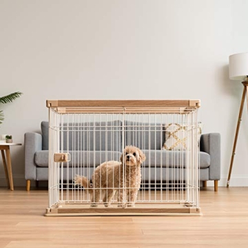 Stylish Medium Dog Crate from IRIS USA with Sliding Door