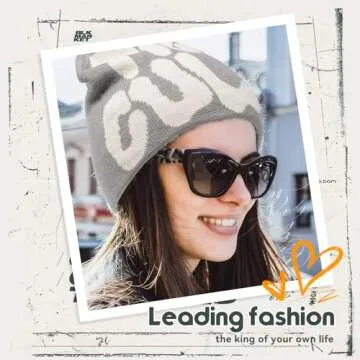 TaowaveWomen Beanie Y2k Hat,MEA Culpa Graphic Beanies Designs,Winter Hat Skull Cap Black Gray for Women