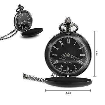 Godchoices Personalized Pocket Watch Custom Photo Pocket Watch with Chain for Men/Women Engraved with Any Words, A Great Gift for Father and Boyfriend. (Black)