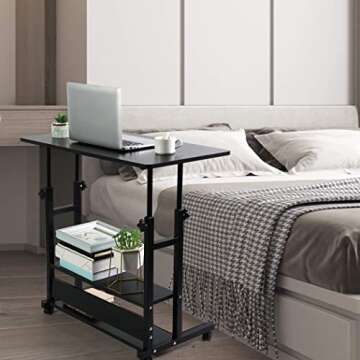 Computer Desk Home Office Desk Standing Adjustable Laptop Storage Desk for Bedroom Modern Workstatio...