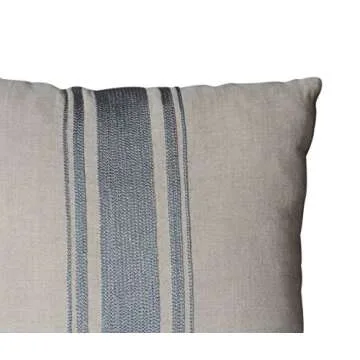Oatmeal Linen Gray Grain Sack Pillow Cover -Hand Embroidered Grain Sack Pillow Cover -Linen Pillow Cover -Beautiful Home Decor Idea -Perfect Gifting Idea -Decorative Throw Pillow Cover (12x20)