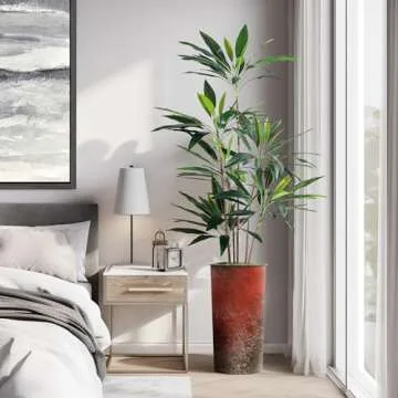 SIGNWIN Artificial Dracaena Tree in Stylish Planter