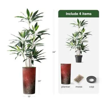 SIGNWIN Artificial Dracaena Tree in Stylish Planter