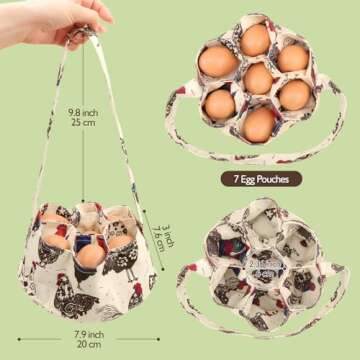 Egg Bags Hossmily Egg Basket Mini Egg Collecting Basket Egg Gathering Basket with 7 Pouches for Farm...