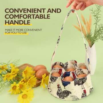 Egg Bags Hossmily Egg Basket Mini Egg Collecting Basket Egg Gathering Basket with 7 Pouches for Farmhouse Chicken Hen Duck Goose Housewife Garden Transporting Storage- 1 Pack