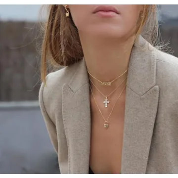 NUZON 18K Gold Plated Dainty Cross Necklace for Women