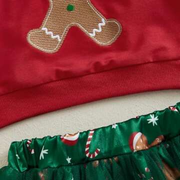 BemeyourBBs Toddler Girl Christmas Outfit Baby Girl Crewneck Sweatshirt Tutu Skirts Set Cute Little Girl Clothes (Gingerbread man Red, 18-24 Months)