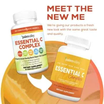 Paleovalley Essential C Complex - Vitamin C Supplement for Immune Support - 1 Pack, 450mg - Organic Superfoods Unripe Acerola Cherry, Camu Camu, Amla Berry - No Synthetic Ascorbic Acid - USA Made