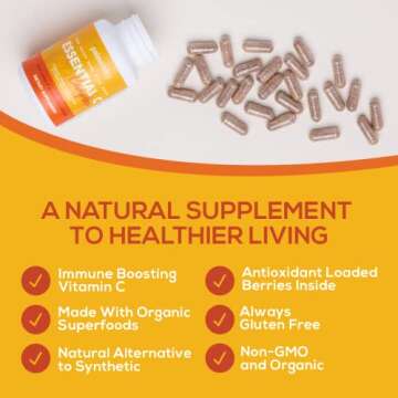Paleovalley Essential C Complex - Vitamin C Supplement for Immune Support - 1 Pack, 450mg - Organic Superfoods Unripe Acerola Cherry, Camu Camu, Amla Berry - No Synthetic Ascorbic Acid - USA Made