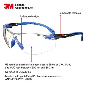 3M Solus 1000 Safety Glasses - Anti-Fog & Low Profile