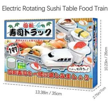 Apettoey Sushi Train Rotating Table Food Train Battery Powered Electric Train Toy Japanese Sashimi Plates Sushi Serving Tray Under Christmas Tree Train Track for Kids Boys Girls