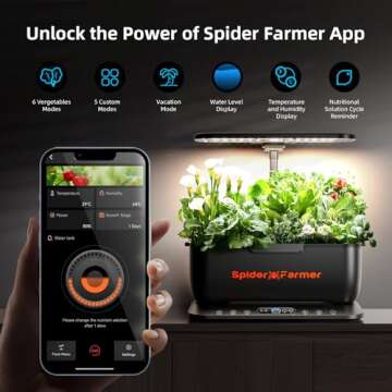 Spider Farmer SmartG12 Hydroponics Growing System, 12 Pods Indoor Garden with 36W LED Grow Light Ful...