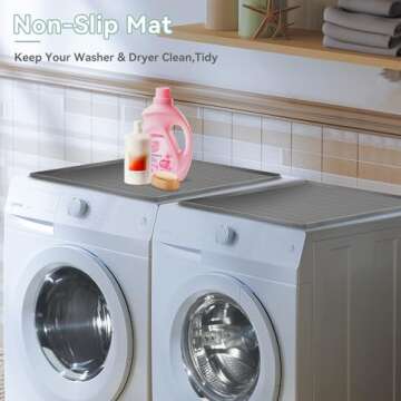 2 Pack Washer and Dryer Covers for the Top, 23.6'' x 19.7'' Silicone Rubber Mat for Laudry Machine & Dryer,Non-slip Heavy Duty Waterproof Washable Top Protector Mat Pad for Laundry & Kitchen